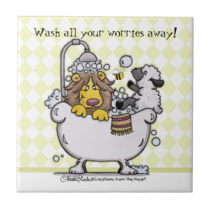 Lion and Lamb- Wash All Your Worries Away! Ceramic Tile