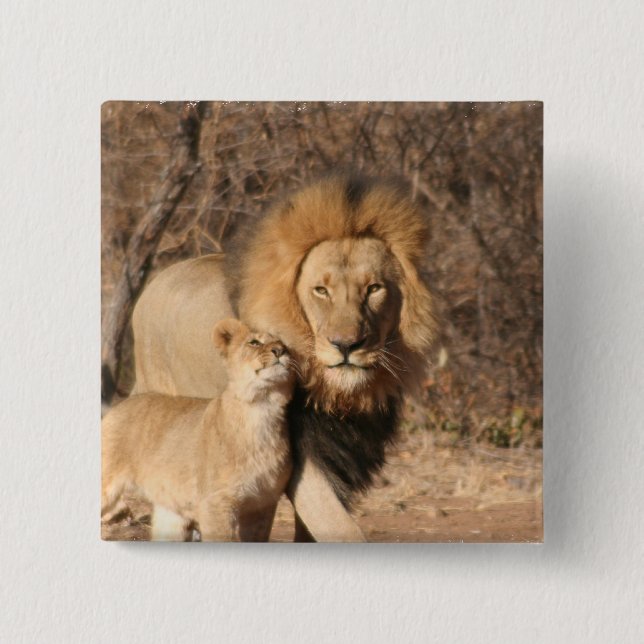 Lion and Lion Cub Button (Front)