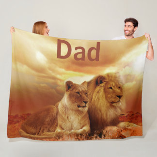 Lion and Lioness Custom Fleece Blanket, Large Blanket