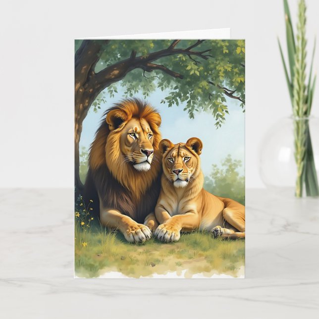 Lion and Lioness | Happy Anniversary Love Card (Front)