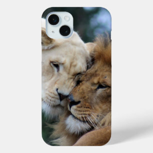 Lion and Lioness Nuzzling iPhone 15 Mini Case