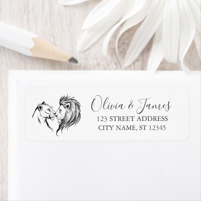 Lion and Lioness Return Address   Label (Insitu)