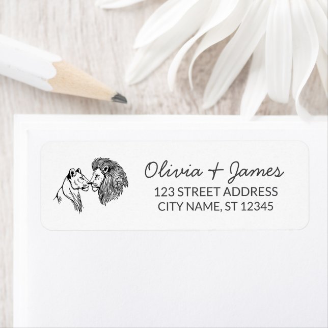 Lion and Lioness Return Address   Label (Insitu)
