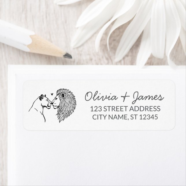  Lion and Lioness Return Address   Label (Insitu)
