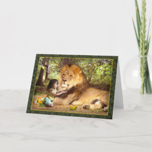 Lion and Little Girl Card