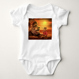 Lion and Little Girls Baby Bodysuit