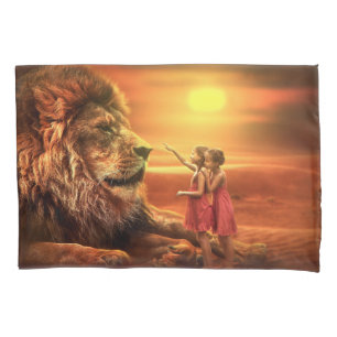 Lion and Little Girls Pillowcase