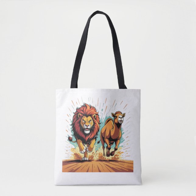 Lion and Llama Dash Tote Bag (Front)