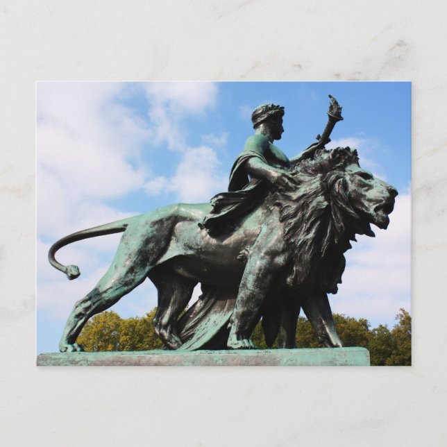 Lion and man statue postcard (Front)