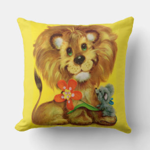 lion and mouse print cushion