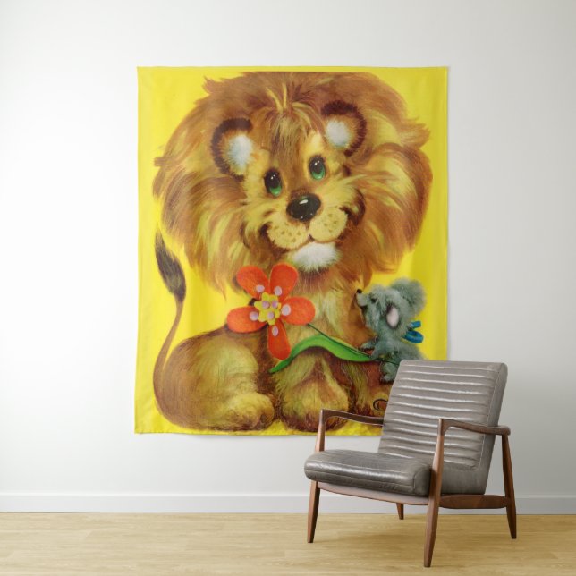 lion and mouse print tapestry (In Situ)
