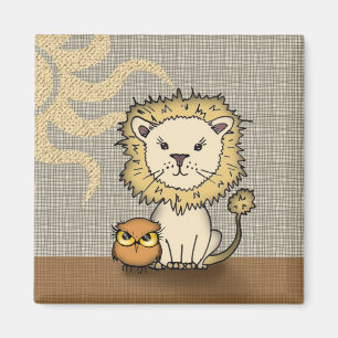 Lion and Owl Magnet for Kids