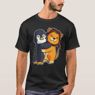 Lion And Penguin Cute Animals For Women Animal Hug T-Shirt