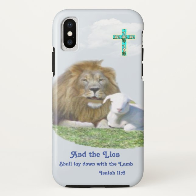 Lion and the lamb Bible verse Case-Mate iPhone Case (Back)