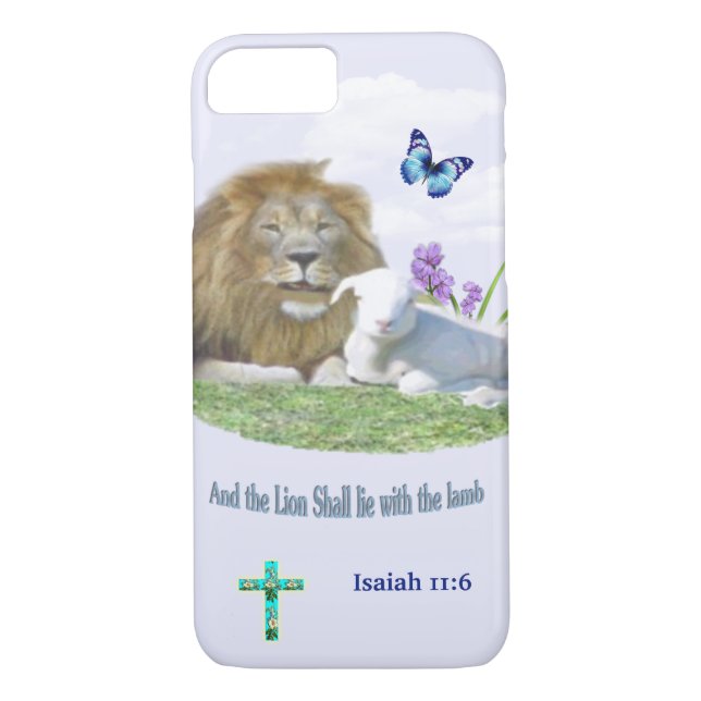 Lion and the lamb Bible verse Case-Mate iPhone Case (Back)
