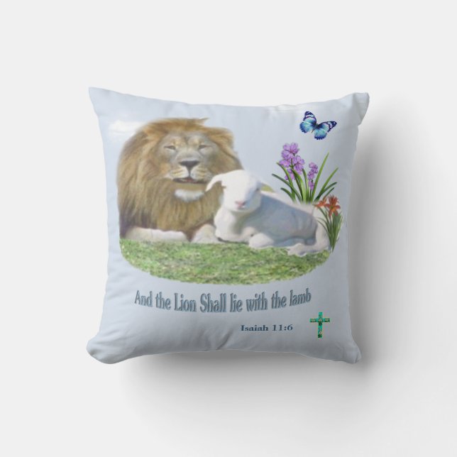 Lion and the lamb Bible verse Cushion (Front)