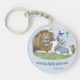 Lion and the lamb Bible verse Key Ring