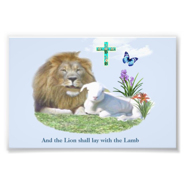 Lion and the lamb Bible verse Photo Print (Front)