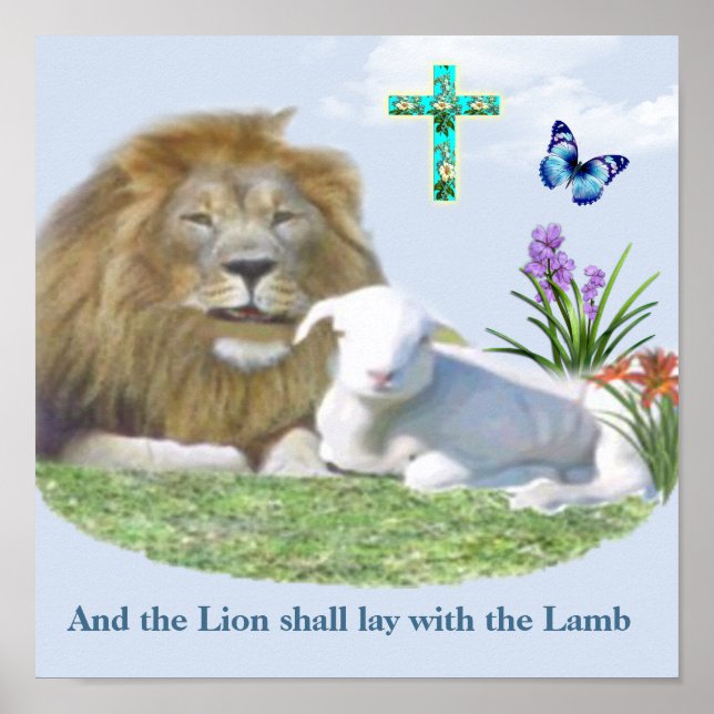 Lion and the lamb Bible verse Poster (Front)