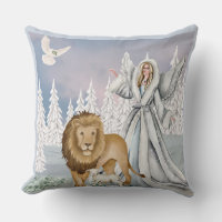 Lion and the Lamb Christmas pillow
