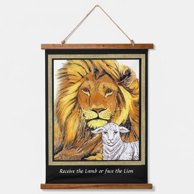 Lion and the Lamb  Hanging Tapestry (Front)