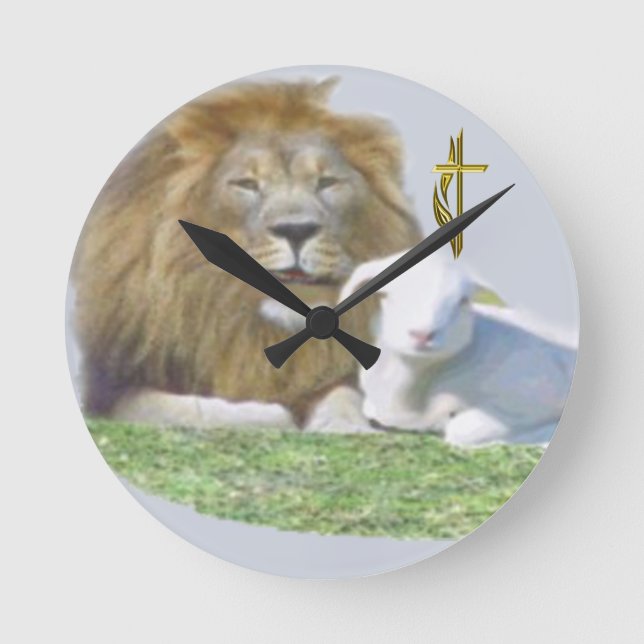 Lion and the Lamb Round Clock (Front)