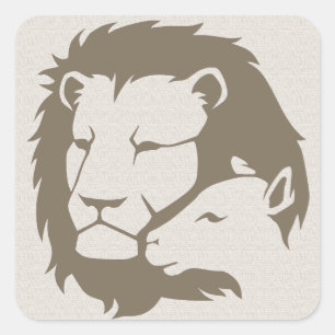 Lion and The Lamb Square Sticker