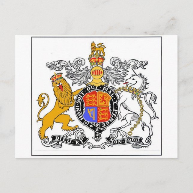 LION AND UNICORN COAT OF ARMS POSTCARD (Front)