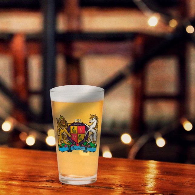 Lion and Unicorn Rampant Beer Coat of Arms Glass (Creator Uploaded)