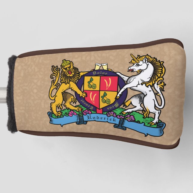 Lion and Unicorn Rampant Beer Coat of Arms Golf Head Cover (Front)