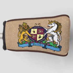 Lion and Unicorn Rampant Wine Coat of Arms Golf Head Cover