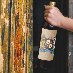 Lion and Unicorn Rampant Wine Coat of Arms Label