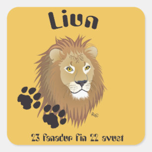 lion - animal circle label sticker