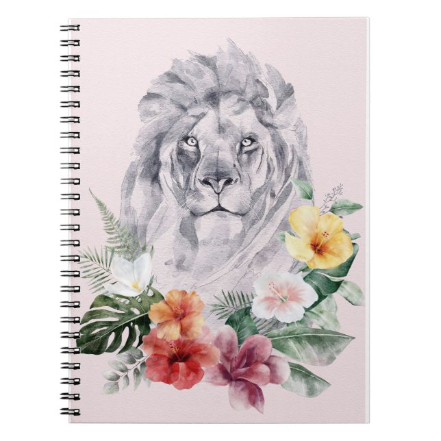 Lion Animal Flowers Notebook (Front)