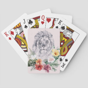 Lion Animal Flowers Playing Cards