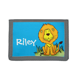 Lion animal graphic add your name kids wallet