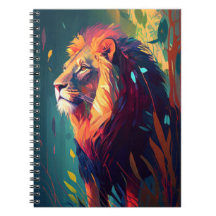Lion Animal Portrait Painting Wildlife Outdoors  Notebook
