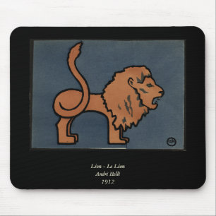Lion - Antiquarian, Colourful Book Illustration Mouse Pad