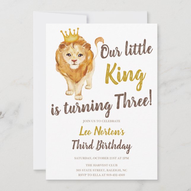 Lion Any Age Birthday Invitation (Front)
