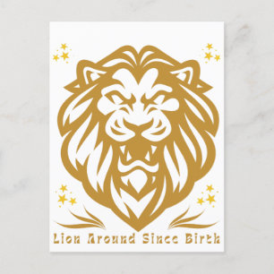 Lion Around Since Birth : Funny Lazy Lion Design Invitation Postcard