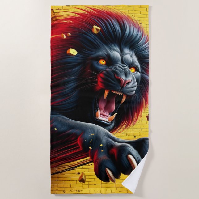 Lion Art Beach Towel (Front)