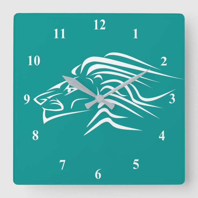 Lion Art - Drawing - Choose/ Add Your Colour / Tex Square Wall Clock (Front)