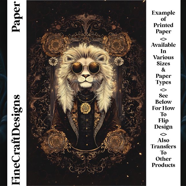 Lion Art Nouveau Gold Filigree CM5 Scrapbook Paper (Creator Uploaded)