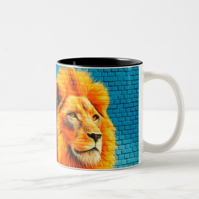 Lion Art Two-Tone Coffee Mug (Right)