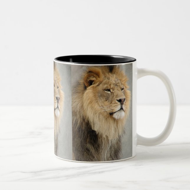 Lion Art Two-Tone Coffee Mug (Right)