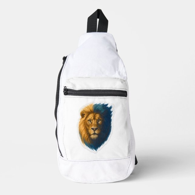 Lion Artwork – Bicolor Sling Bag (Front)