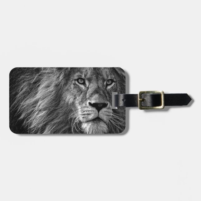 Lion Artwork Black & White Luggage Tag (Front Horizontal)