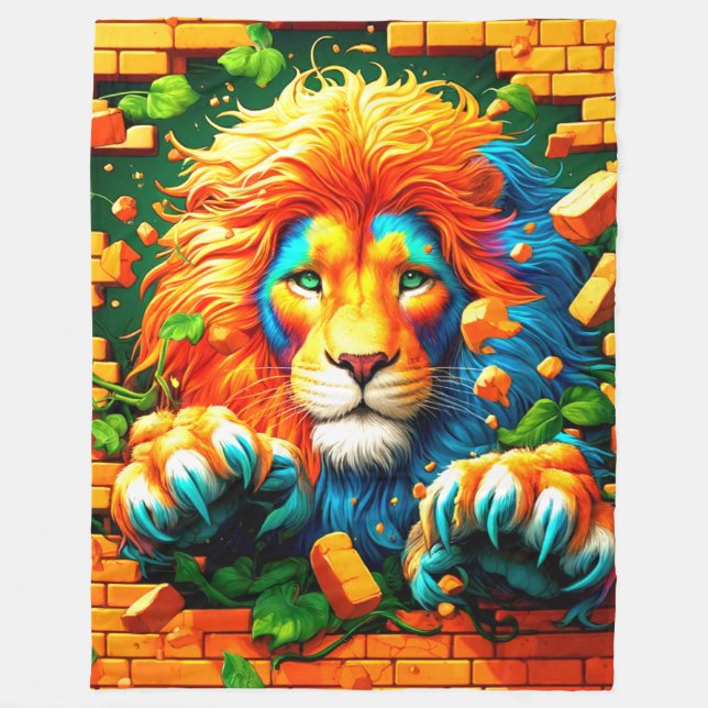 Lion Artwork Fleece Blanket (Front)