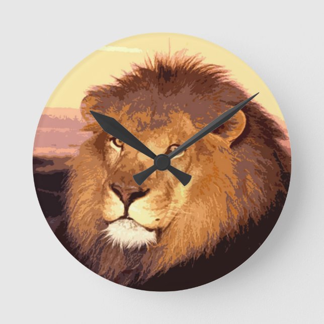 Lion Artwork Round Clock (Front)