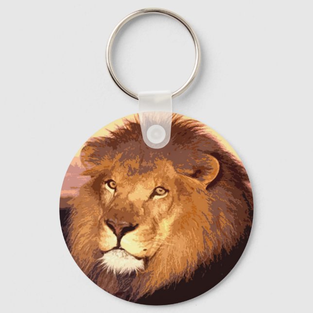 Lion Artwork Round Keychain (Front)